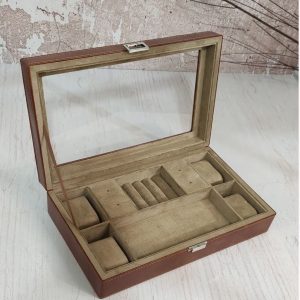 باکس چرمی جواهرات قهوه ای _کد00787