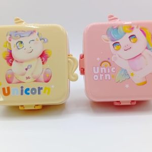 ظرف غذای Unicornطرح آب رنگی جدید-استیل-3بخشی(قاشق+ظرف ماست)1120میل-کد6597